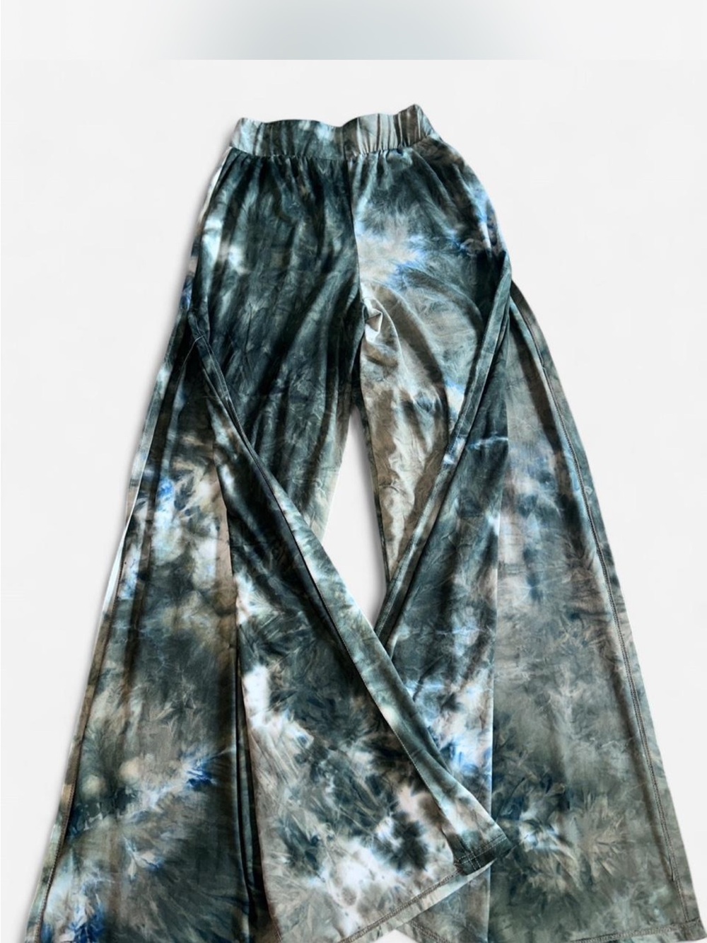 Ellie & Kate Green Tie Dye Split Leg Pants